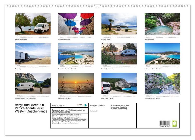 Produktbild: Berge und Meer: ein Vanlife-Abenteuer im Westen Griechenlands (Wandkalender 2026 DIN A2 quer), CALVENDO Monatskalender