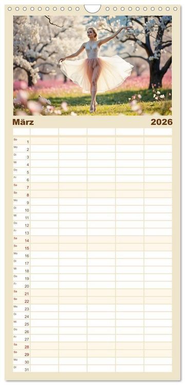Produktbild: Familienplaner 2026 - Fl&uuml;gel aus Licht - Ballett in der Poesie der Natur mit 5 Spalten (Wandkalender, 21 x 45 cm) CALVENDO