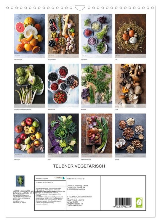 Produktbild: TEUBNER VEGETARISCH (Wandkalender 2026 DIN A3 hoch), CALVENDO Monatskalender