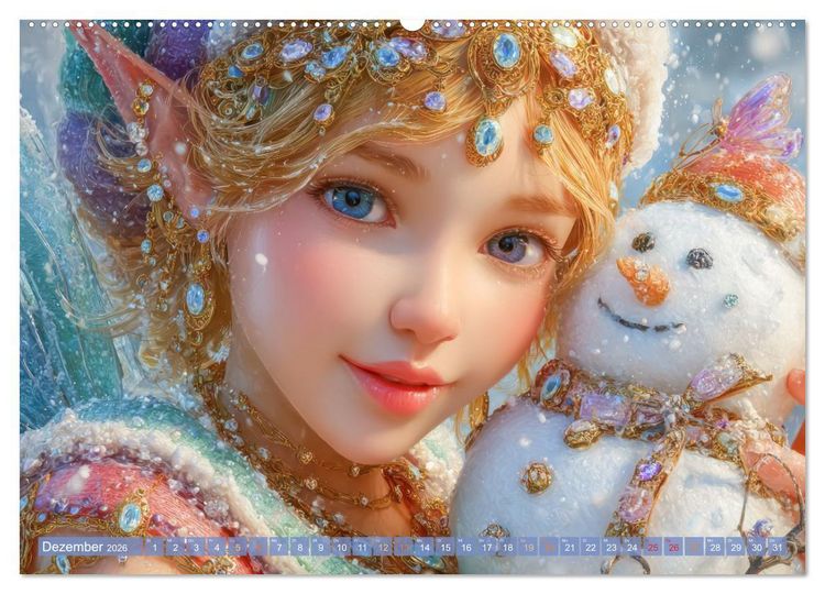Produktbild: Elfenkinder - Zauberhaft lichtvolle Wesen (hochwertiger Premium Wandkalender 2026 DIN A2 quer), Kunstdruck in Hochglanz
