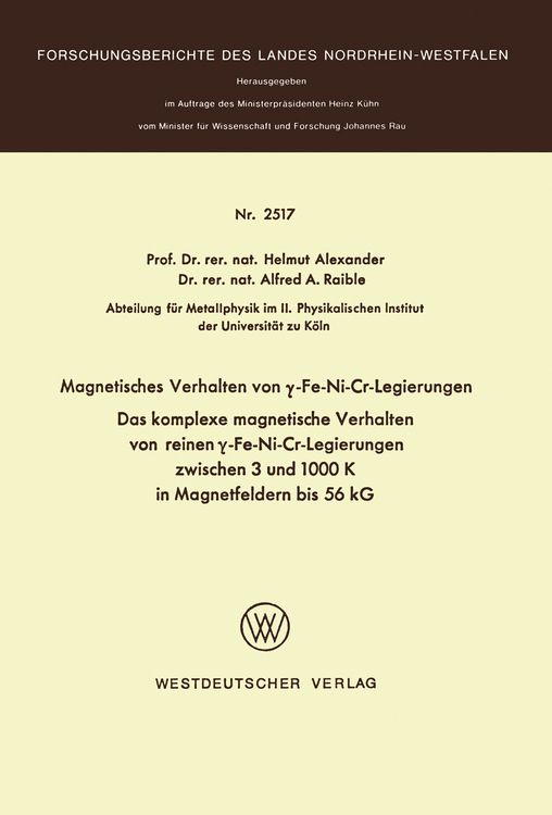 Produktbild: Magnetisches Verhalten von &gamma;-Fe-Ni-Cr-Legierungen