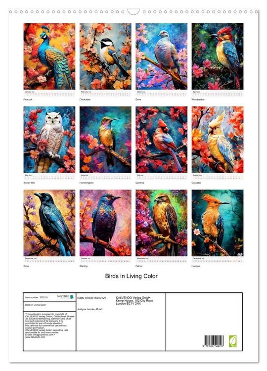 Produktbild: Birds in Living Color (Wall Calendar 2026 DIN A2 portrait), CALVENDO 12 Month Wall Calendar