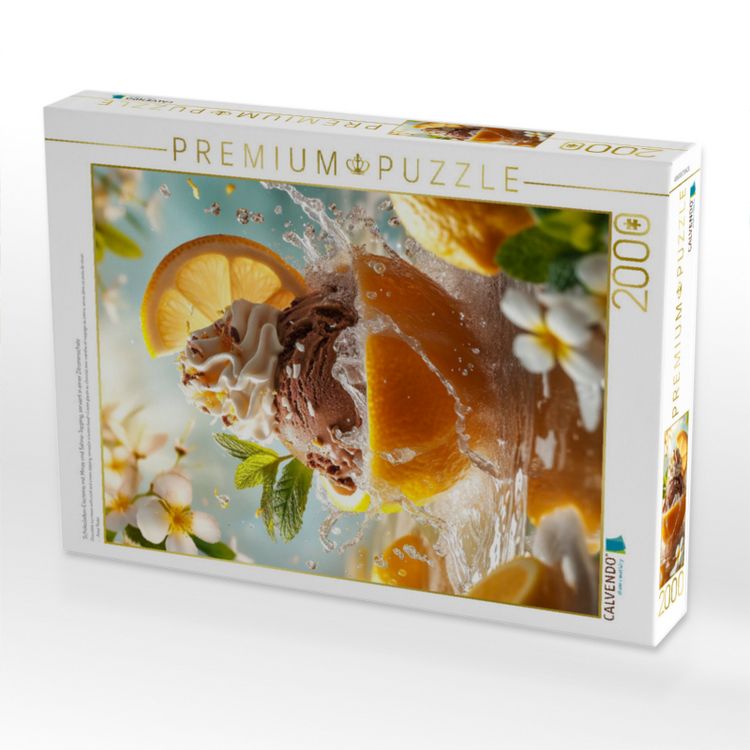 Produktbild: CALVENDO Puzzle Schokoladen-Eiscreme mit Minze und Sahne-Topping, serviert in einer Zitronenschale | 2000 Teile Lege-Gr&ouml;&szlig;e 90x67cm Foto-Puzzle f&uuml;r gl&uuml;