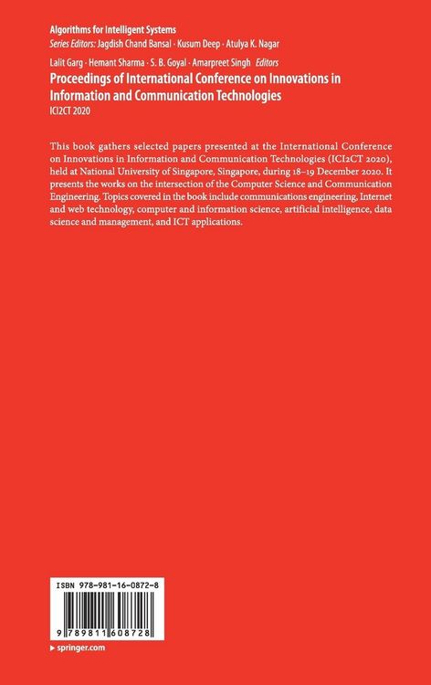 Produktbild: Proceedings of International Conference on Innovations in Information and Communication Technologies