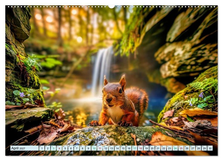 Produktbild: M&auml;rchenhafte Eichh&ouml;rnchen (hochwertiger Premium Wandkalender 2027 DIN A2 quer), Kunstdruck in Hochglanz
