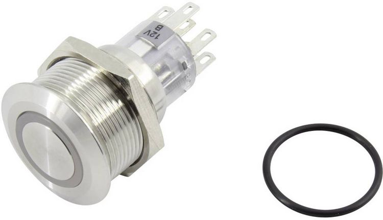 Produktbild: TRU COMPONENTS 1602505 TC-GQ22-A-22ZE/B/12V/S203 Druckschalter 2 x Aus/Ein rastend Blau 1 St.