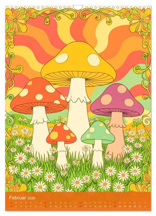 Produktbild: Flower Power Dreams - Retro 70s Art (Wandkalender 2026 DIN A3 hoch), CALVENDO Monatskalender