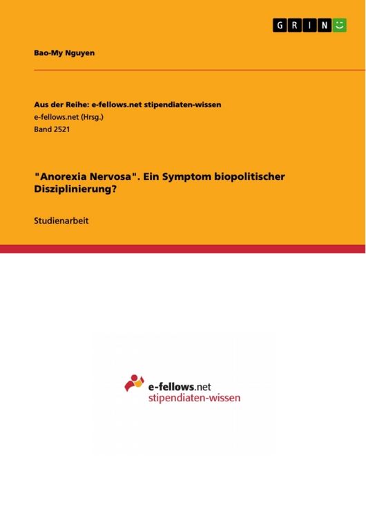 Produktbild: "Anorexia Nervosa". Ein Symptom biopolitischer Disziplinierung?