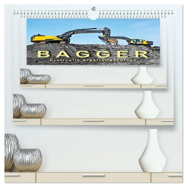 Produktbild: Bagger - kraftvolle Arbeitsmaschinen (hochwertiger Premium Wandkalender 2026 DIN A2 quer), Kunstdruck in Hochglanz