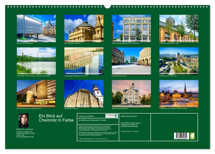 Produktbild: Ein Blick auf Chemnitz in Farbe (Wandkalender 2027 DIN A2 quer), CALVENDO Monatskalender