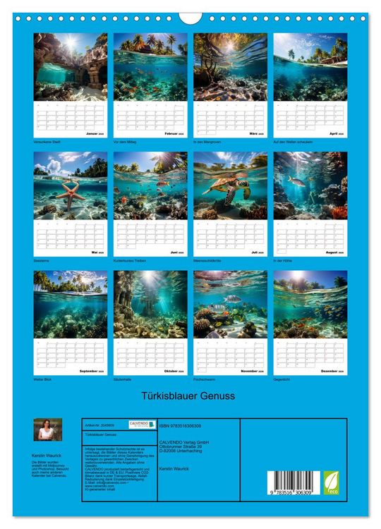 Produktbild: T&uuml;rkisblauer Genuss (Wandkalender 2026 DIN A3 hoch), CALVENDO Monatskalender
