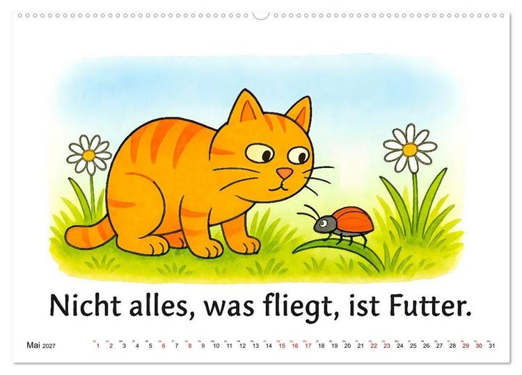 Produktbild: Freche Katzen - Humorvolle Spr&uuml;che und charmante Comics (Wandkalender 2027 DIN A2 quer), CALVENDO Monatskalender