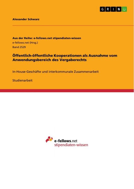 Produktbild: &Ouml;ffentlich-&ouml;ffentliche Kooperationen als Ausnahme vom Anwendungsbereich des Vergaberechts