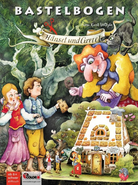Produktbild: H&auml;nsel und Gretel basteln Bastelbogen Lebkuchenhaus Ausschneidebogen