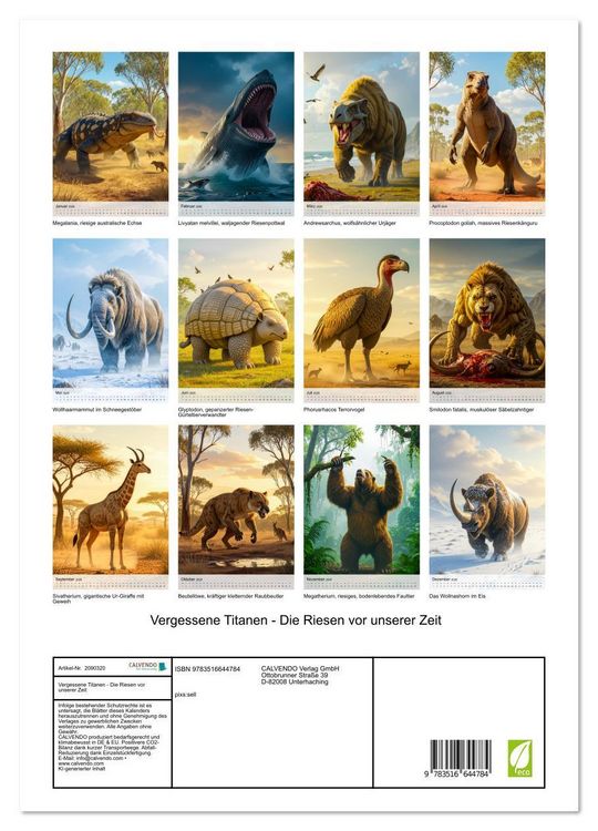 Produktbild: Vergessene Titanen - Die Riesen vor unserer Zeit (hochwertiger Premium Wandkalender 2026 DIN A2 hoch), Kunstdruck in Hochglanz