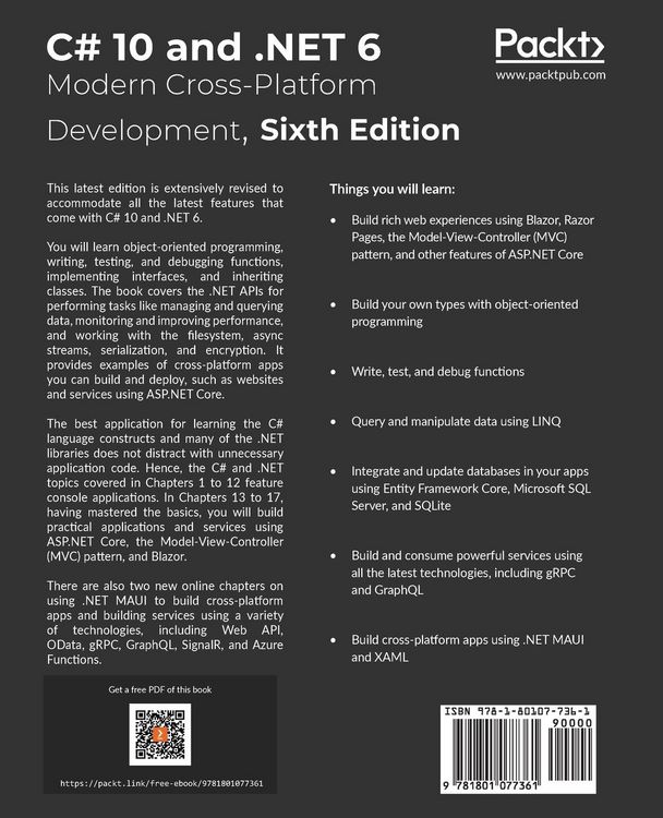 Produktbild: C# 10 and .NET 6 - Modern Cross-Platform Development