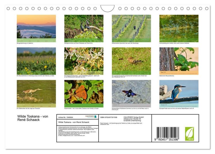Produktbild: Wilde Toskana - von Ren&eacute; Schaack (Wandkalender 2026 DIN A4 quer), CALVENDO Monatskalender