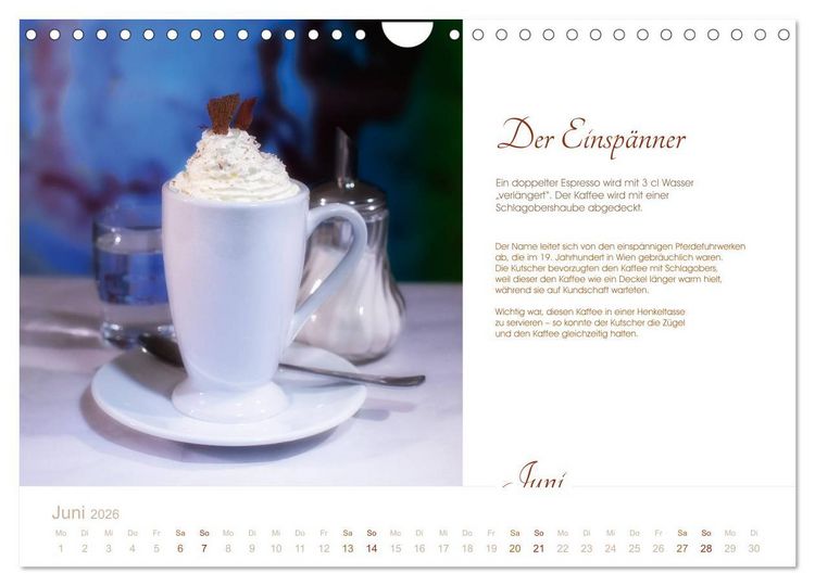 Produktbild: Wiener Kaffeerezepte (Wandkalender 2026 DIN A4 quer), CALVENDO Monatskalender