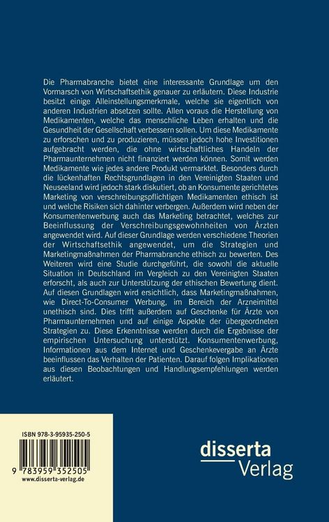 Produktbild: Marketing und Ethik in der Pharmabranche: Eine ethische und erfolgsorientierte Bewertung von Strategien und Marketingma&szlig;nahmen