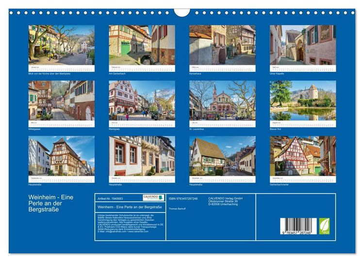 Produktbild: Weinheim - Eine Perle an der Bergstra&szlig;e (Wandkalender 2026 DIN A3 quer), CALVENDO Monatskalender