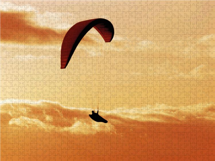 Produktbild: CALVENDO Puzzle Paragliding im warmen Licht der untergehenden Sonne. | 1000 Teile Lege-Gr&ouml;&szlig;e 64x48cm Foto-Puzzle f&uuml;r gl&uuml;ckliche Stunden
