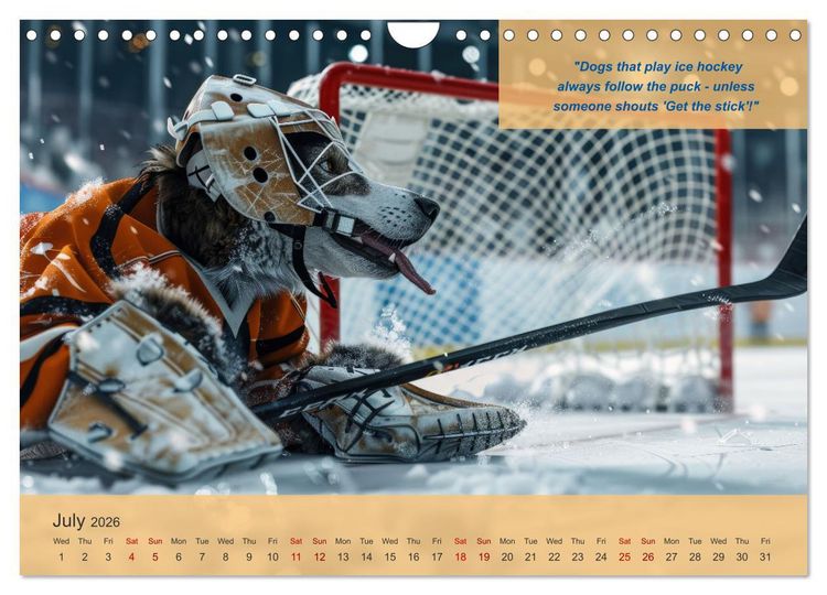 Produktbild: The most charming ice hockey animals in action (Wall Calendar 2026 DIN A4 landscape), CALVENDO 12 Month Wall Calendar
