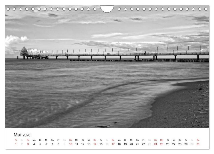 Produktbild: Ostseebad Zingst - Impressionen in Schwarz-Wei&szlig; (Wandkalender 2026 DIN A4 quer), CALVENDO Monatskalender
