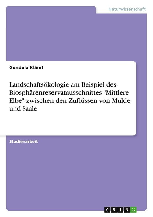 Produktbild: Landschafts&ouml;kologie am Beispiel des Biosph&auml;renreservatausschnittes "Mittlere Elbe" zwischen den Zufl&uuml;ssen von Mulde und Saale