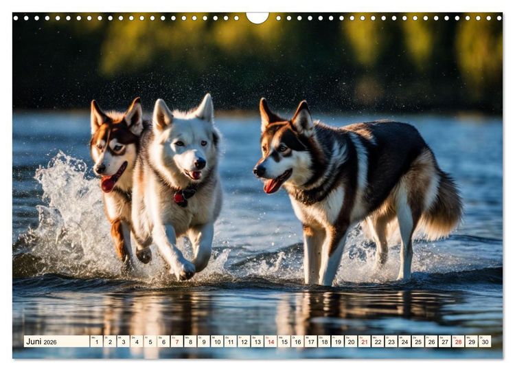 Produktbild: Siberian Huskies - die Extremsportler (Wandkalender 2026 DIN A3 quer), CALVENDO Monatskalender