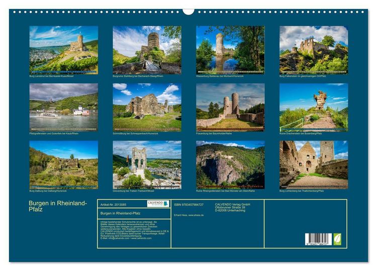 Produktbild: Burgen in Rheinland-Pfalz (Wandkalender 2026 DIN A2 quer), CALVENDO Monatskalender
