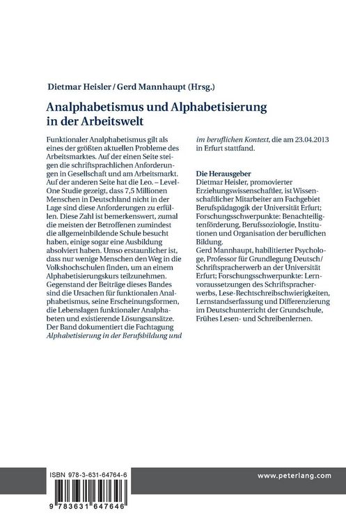 Produktbild: Analphabetismus und Alphabetisierung in der Arbeitswelt