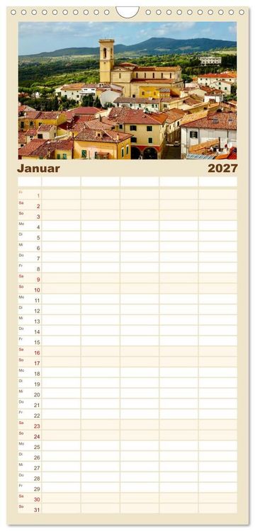 Produktbild: Familienplaner 2027 - Toskana - Etruskische K&uuml;ste mit 5 Spalten (Wandkalender, 21 x 45 cm) CALVENDO