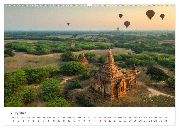 Produktbild: Bagan - Pagodas in the forest (High Quality Premium Wall Calendar 2026 DIN A2 landscape),CALVENDO 12 Month Wall Calendar