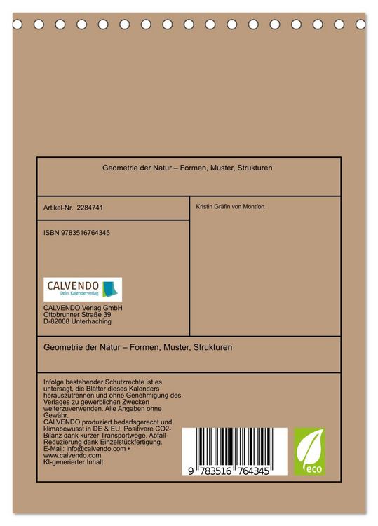 Produktbild: Geometrie der Natur &ndash; Formen, Muster, Strukturen (Tischkalender 2027 DIN A5 hoch), CALVENDO Monatskalender