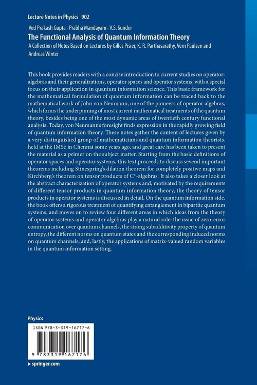 Produktbild: The Functional Analysis of Quantum Information Theory