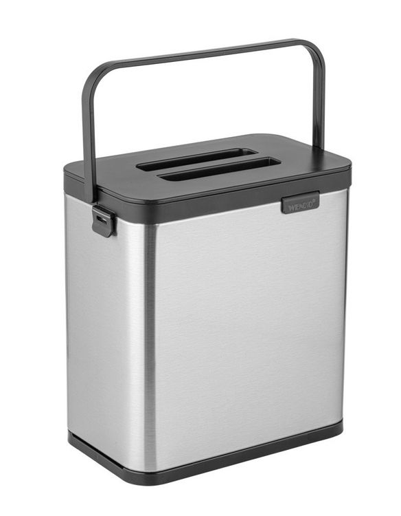 Produktbild: Abfallsammler Mod. Colin 3L, silber matt/schwarz, Edelstahl/Kunststoff, mit Anti-Fingerprint-Finish