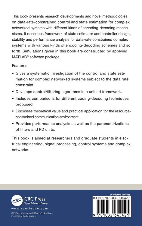 Produktbild: Data-Rate-Constrained State Estimation and Control of Complex Networked Systems