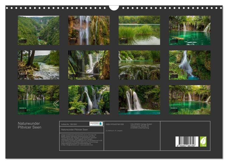 Produktbild: Naturwunder Plitvicer Seen (Wandkalender 2026 DIN A3 quer), CALVENDO Monatskalender
