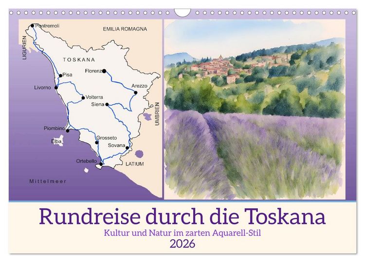 Produktbild: Rundreise durch die Toskana (Wandkalender 2026 DIN A3 quer), CALVENDO Monatskalender