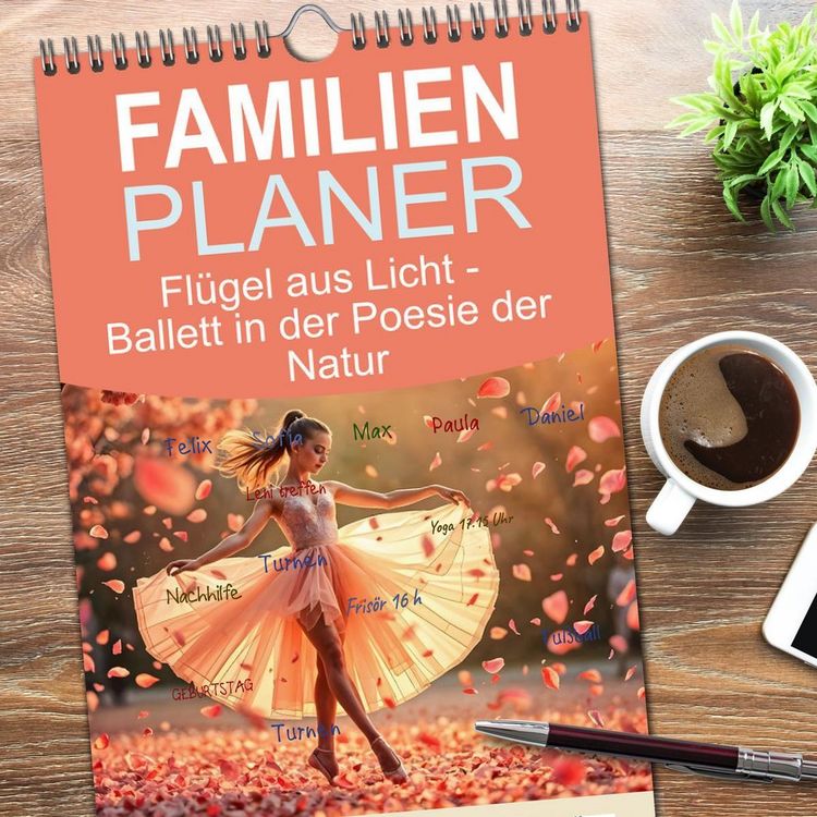 Produktbild: Familienplaner 2026 - Fl&uuml;gel aus Licht - Ballett in der Poesie der Natur mit 5 Spalten (Wandkalender, 21 x 45 cm) CALVENDO