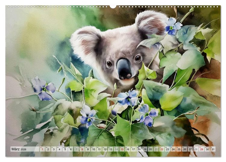 Produktbild: Koalas, liebenswerte kleine Schlafm&uuml;tzen (hochwertiger Premium Wandkalender 2026 DIN A2 quer), Kunstdruck in Hochglanz