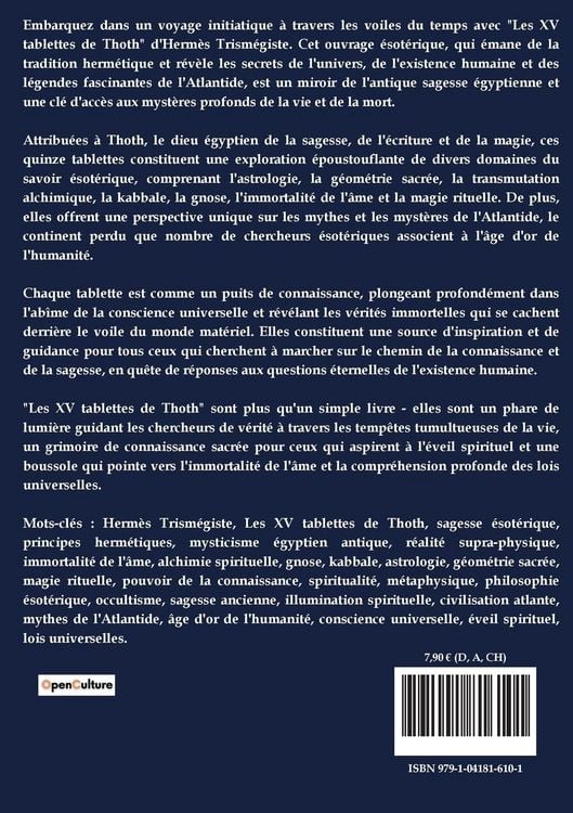 Produktbild: Les XV tablettes de Thoth