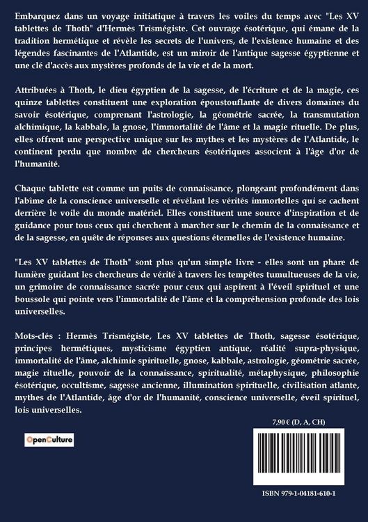 Produktbild: Les XV tablettes de Thoth
