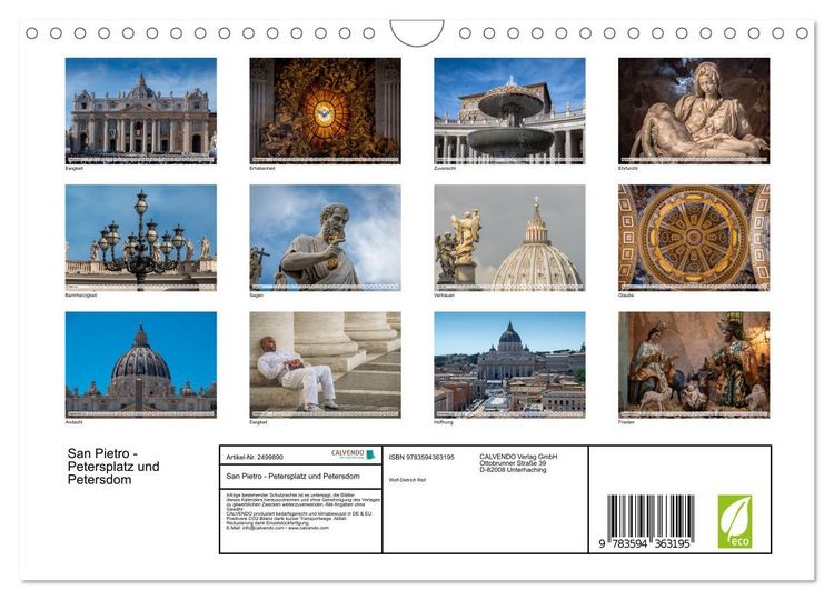 Produktbild: San Pietro - Petersplatz und Petersdom (Wandkalender 2027 DIN A4 quer), CALVENDO Monatskalender
