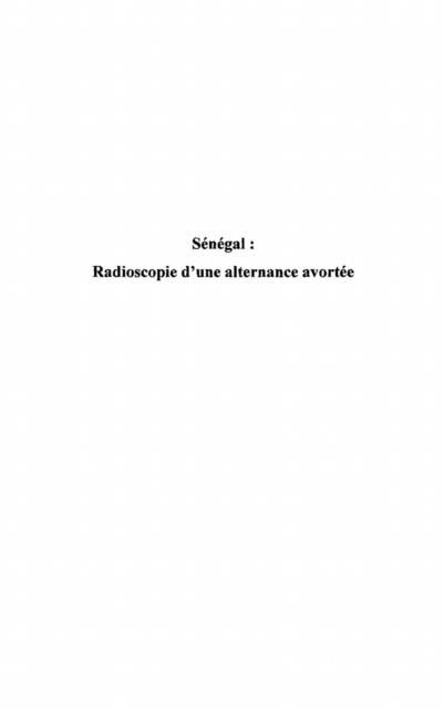 Produktbild: Senegal: radioscopie d'une alternance av