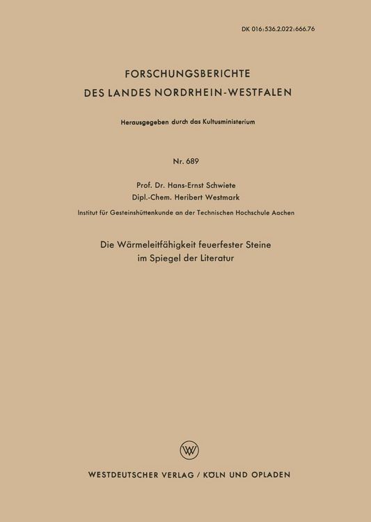 Produktbild: Die W&auml;rmeleitf&auml;higkeit feuerfester Steine im Spiegel der Literatur
