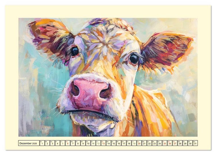 Produktbild: Almseelen im Licht der Berge. Charmante K&uuml;he in kunstvoller &Ouml;loptik (Wandkalender 2026 DIN A3 quer), CALVENDO Monatskalender