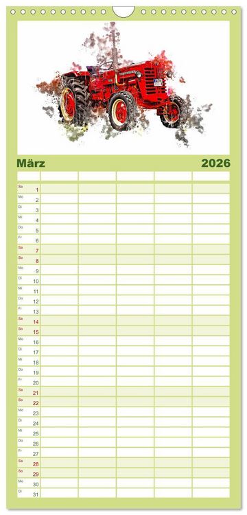 Produktbild: Familienplaner 2026 - Traktoren Oldtimer Legenden mit 5 Spalten (Wandkalender, 21 x 45 cm) CALVENDO