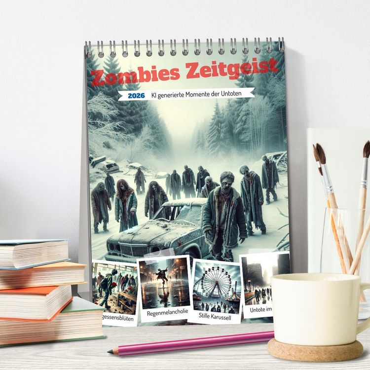 Produktbild: Zombies Zeitgeist - KI generierte Momente der Untoten (Tischkalender 2026 DIN A5 hoch), CALVENDO Monatskalender