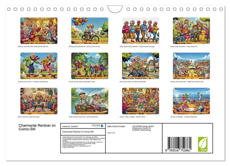 Produktbild: Charmante Rentner im Comic-Stil (Wandkalender 2027 DIN A4 quer), CALVENDO Monatskalender
